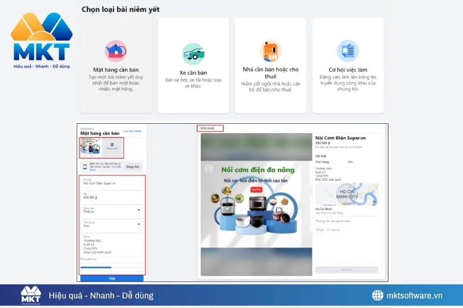 Hình ảnh minh họa bước 1 – 2 trong cách quảng cáo trên Marketplace Hình ảnh minh họa bước 1 – 2 trong cách quảng cáo trên Marketplace