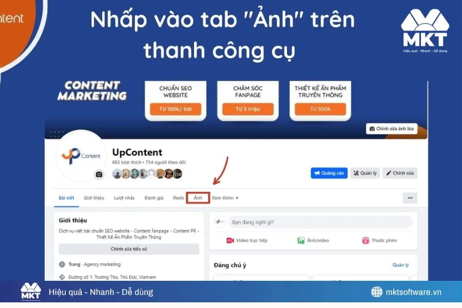 Ấn vào tab ảnh Ấn vào tab ảnh