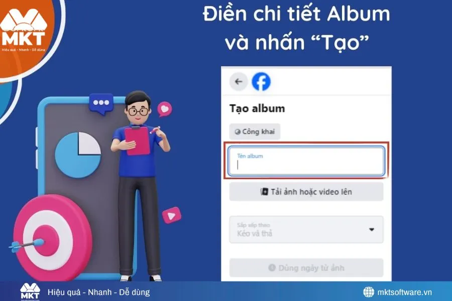 Điền thông tin và ấn Tạo Album Điền thông tin và ấn Tạo Album