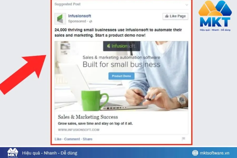 Minh họa về dạng bài quảng cáo có đánh dấu “Được tài trợ” Minh họa về dạng bài quảng cáo có đánh dấu “Được tài trợ”