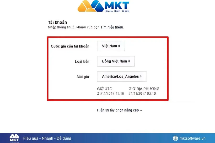 Thiết lập tài khoản Thiết lập tài khoản