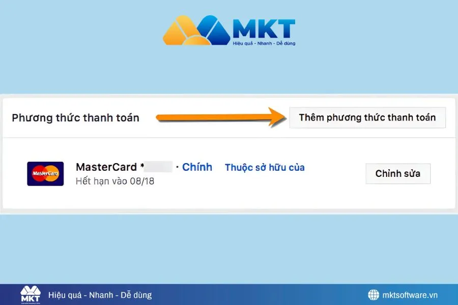 Minh họa về bước thêm phương thức thanh toán