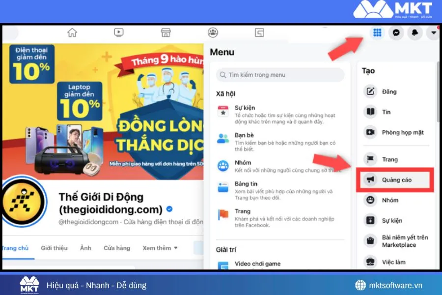 Chọn mục quảng cáo