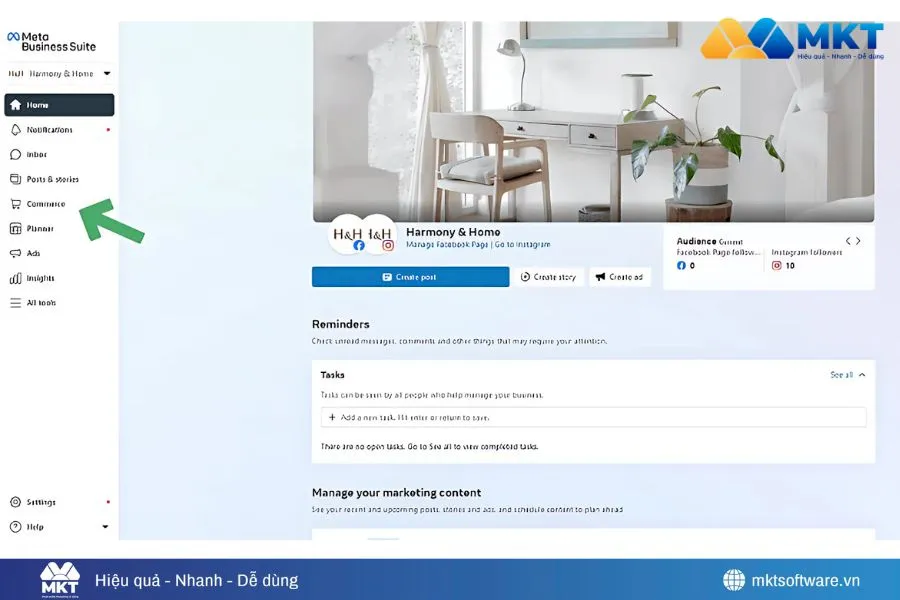 Đăng nhập và nhấp chọn Commerce Manager Đăng nhập và nhấp chọn Commerce Manager