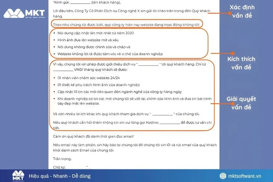 Minh họa về mẫu content thu hút khách hàng theo bố cục PAS Minh họa về mẫu content thu hút khách hàng theo bố cục PAS