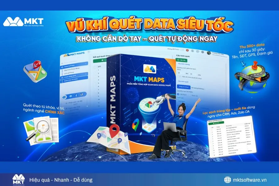 MKT Maps quét dữ liệu theo từ khóa, ngành nghề, vị trí địa lý MKT Maps quét dữ liệu theo từ khóa, ngành nghề, vị trí địa lý