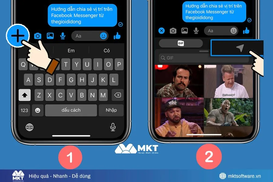 Minh họa về bước 1 và 2 về cách định vị qua Facebook Minh họa về bước 1 và 2 về cách định vị qua Facebook