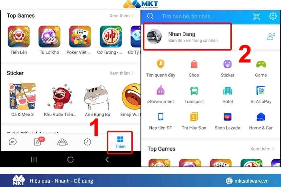 Truy cập trang cá nhân Zalo