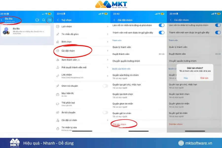 Minh họa về cách giải tán nhóm Zalo trên Android Minh họa về cách giải tán nhóm Zalo trên Android