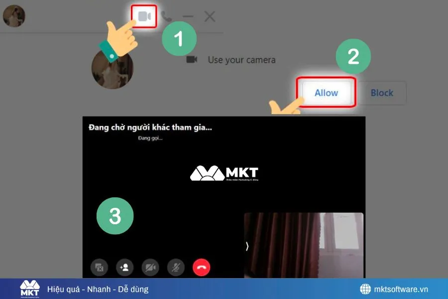 Chọn Video Call hoặc Voice Call Allow để cấp quyền truy cập camera/micro
