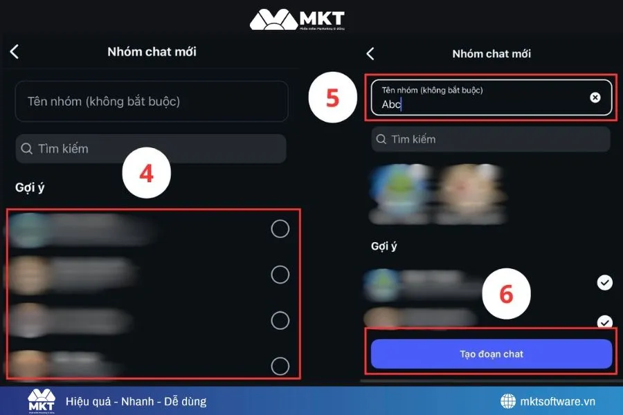Thêm thành viên, đặt tên nhóm và hoàn tất