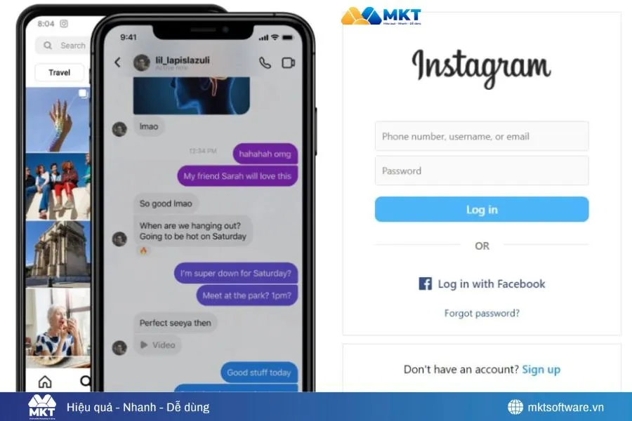 Truy cập Instagram.com, chọn “Đăng ký bằng Facebook”- cách tạo Instagram nhanh chóng bằng máy tính
