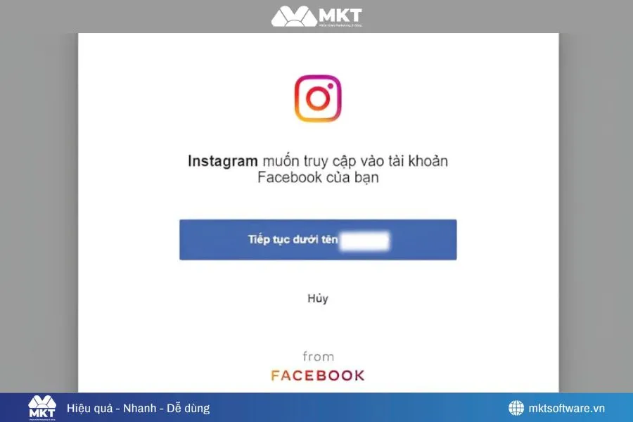 Nhấp chọn tiếp tục dưới tên Facebook Nhấp chọn tiếp tục dưới tên Facebook