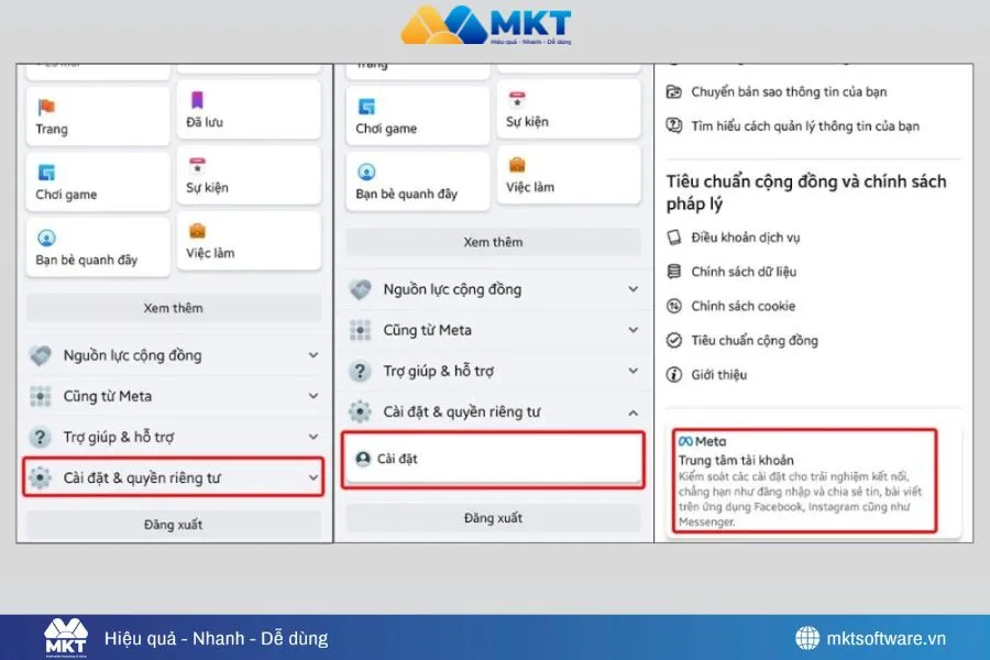 Nhấp chọn ô Trung tâm tài khoản Nhấp chọn ô Trung tâm tài khoản