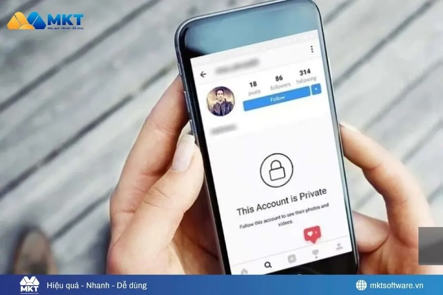 Không ấn theo dõi sẽ không thể xem được bài viết của tài khoản Private