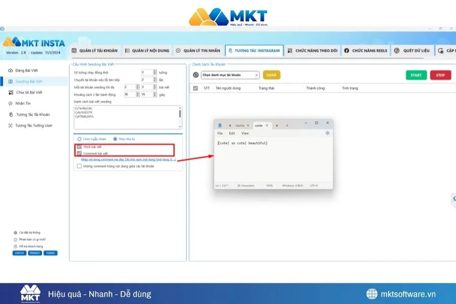 Tích chọn loại tương tác mong muốn Tích chọn loại tương tác mong muốn