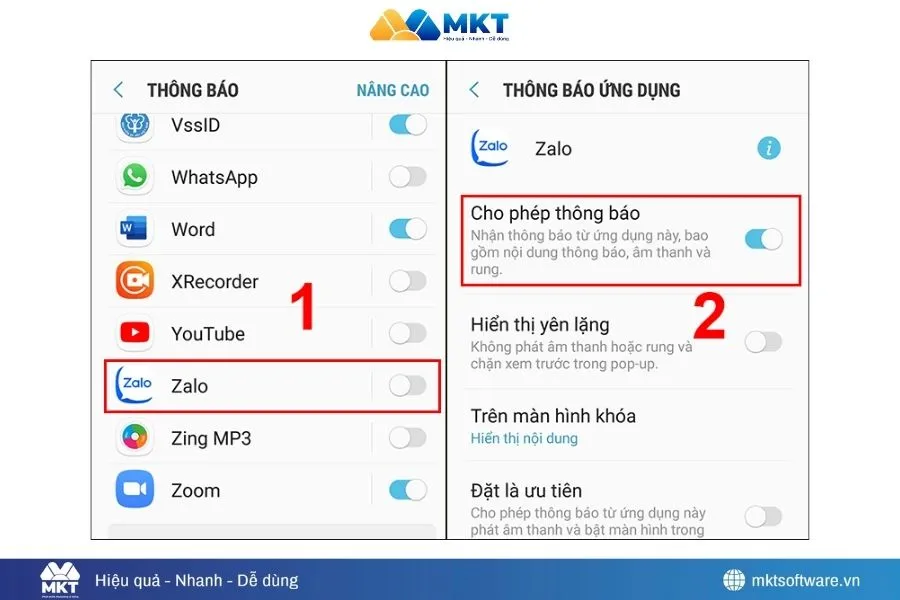 Kiểm tra cài đặt thông báo Zalo Kiểm tra cài đặt thông báo Zalo