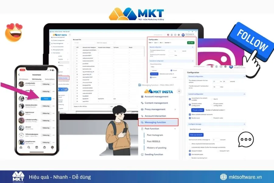 MKT Insta – Giải pháp follow người dùng theo từ khóa, hashtag, UID mục tiêu