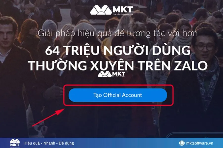 Nhấn chọn “Tạo Official Account” Nhấn chọn “Tạo Official Account”