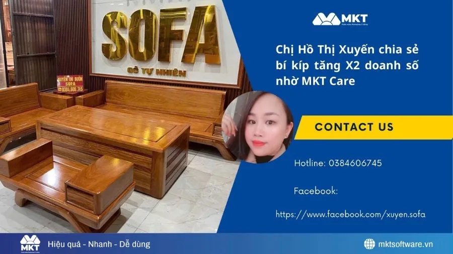 Chị Xuyến – Chủ cơ sở sản xuất Nội thất tăng X2 doanh số nhờ MKT Care Chị Xuyến – Chủ cơ sở sản xuất Nội thất tăng X2 doanh số nhờ MKT Care
