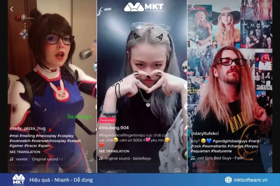 TikTok hashtags thường đặt cuối phần mô tả của video