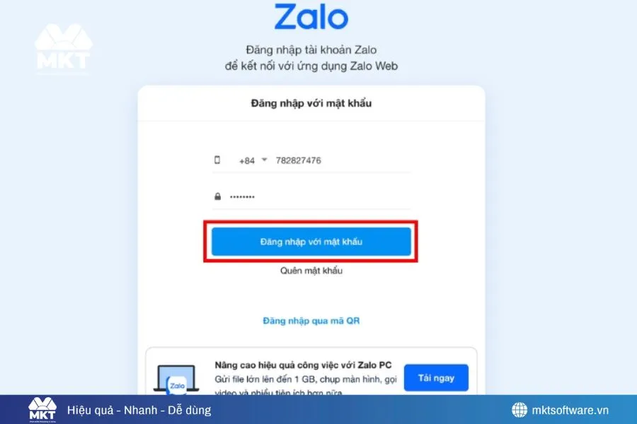 Chọn Đăng nhập