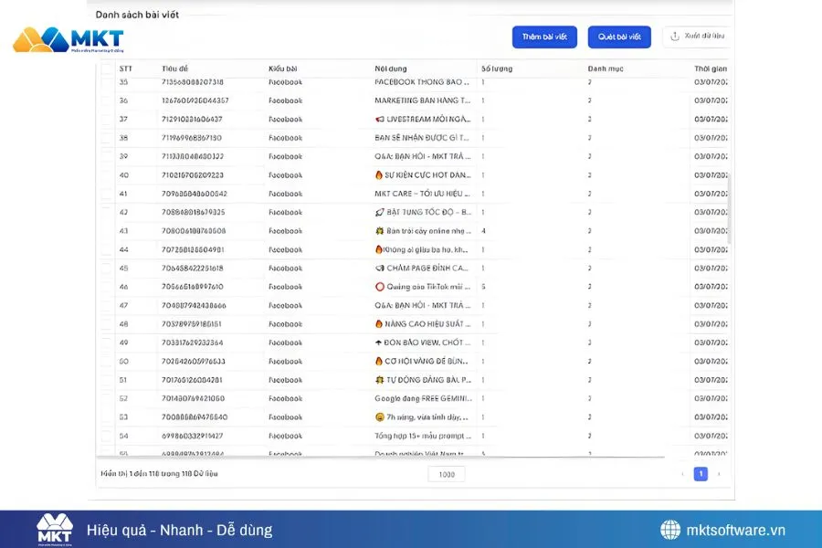 Minh họa về bước truy cập chức năng quét bình luận của phần mềm MKT Post